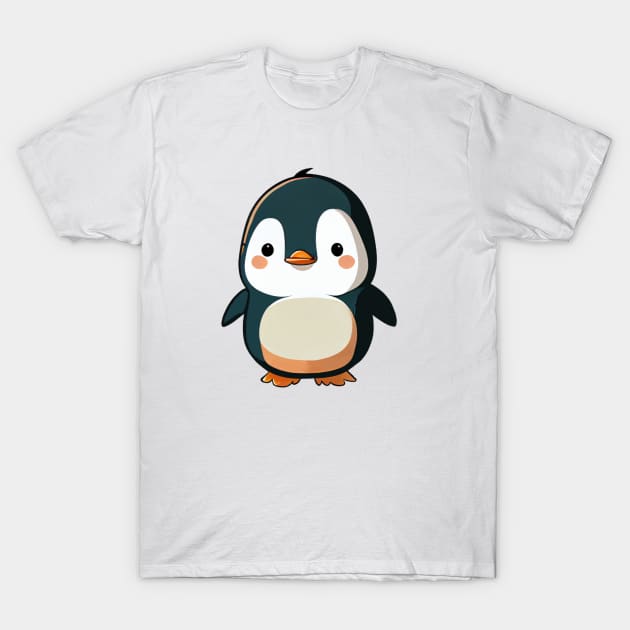 Cute Kawaii Penguin Cartoon T-Shirt by BotanicalWoe